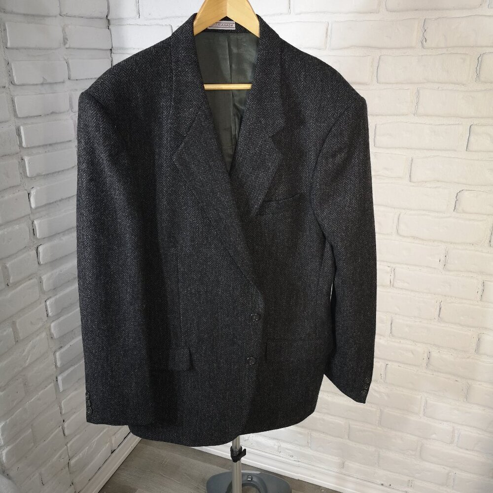 Henley Men's Size 44T Charcoal Made in Canada 100% Wool Lined Sports Coat